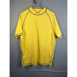 Nautica Shirt Mens XL Yellow Performance Tee UPF 40 Mock Neck Swim Rashguard
